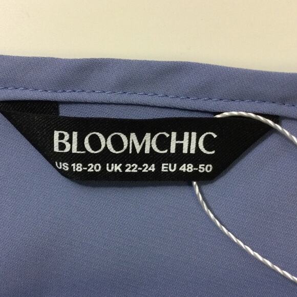 BLOOMCHIC 18-20 2X Plus Baby Blue V Neck Elastic Waist Tulle Midi Dress NWT B100 - Picture 7 of 9